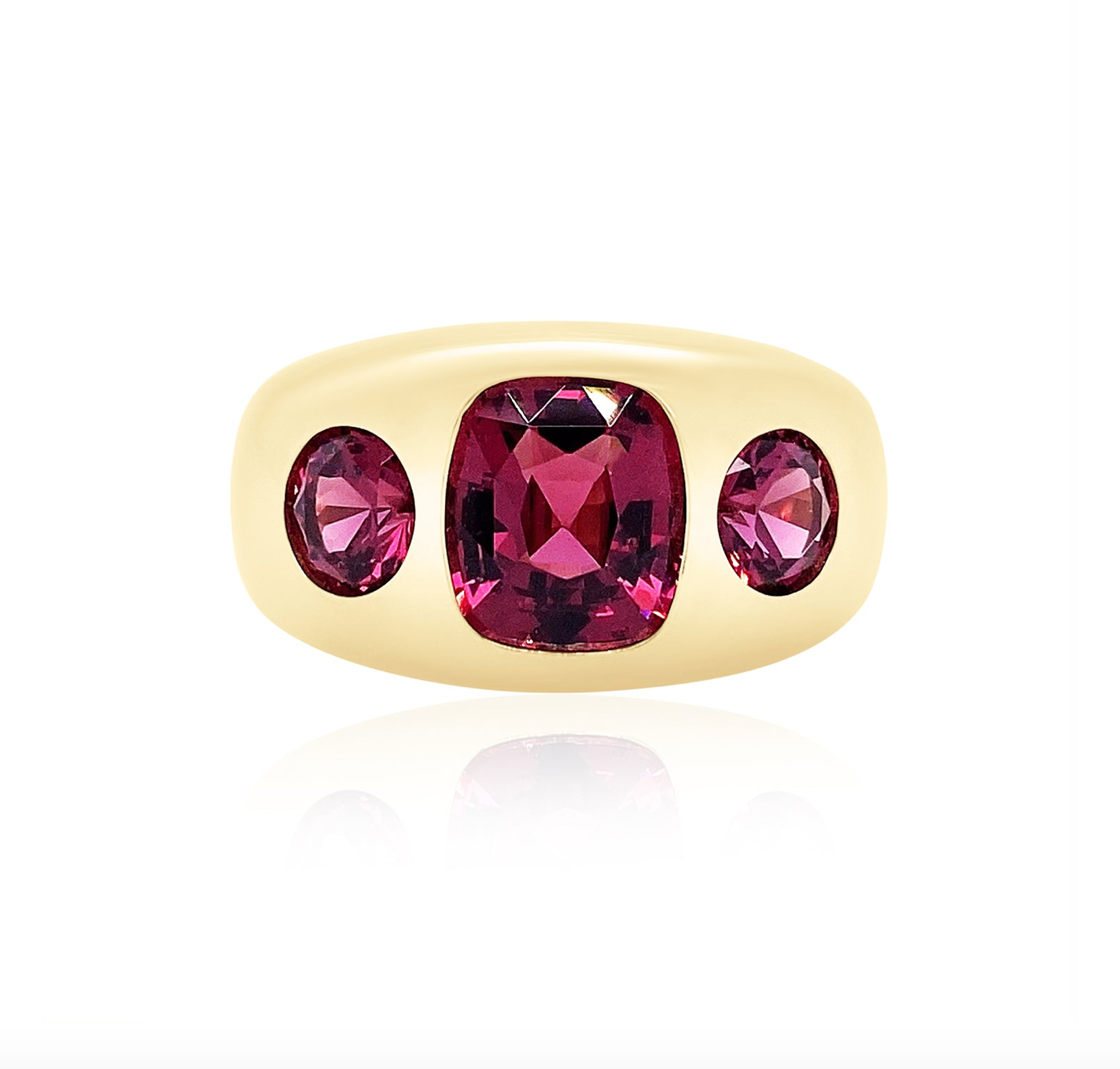 CUSHION CUT AND ROUND GARNET CHUNKY NOMAD RING