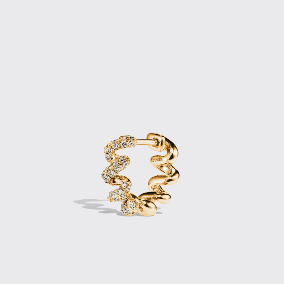 YELLOW GOLD DIAMOND SLINKEE HUGGIE MONO EARRING