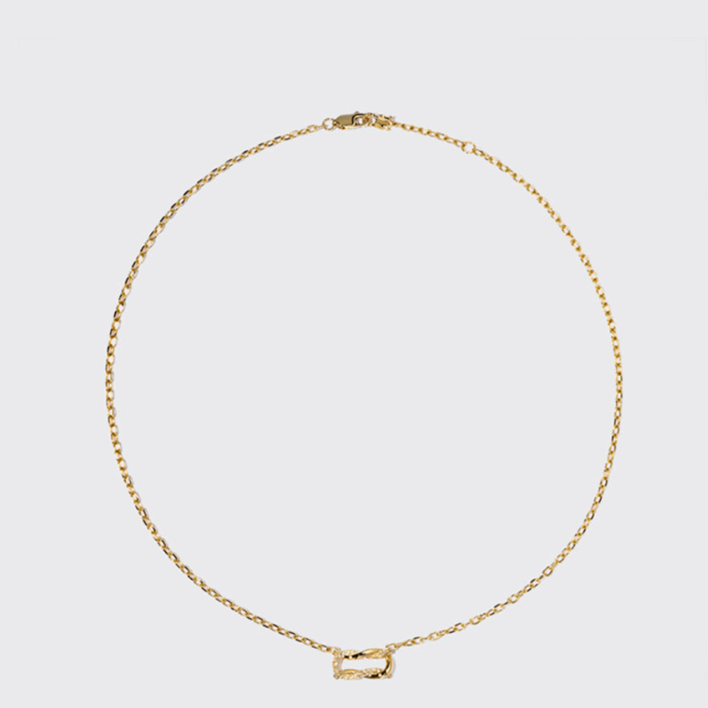 YELLOW-GOLD HALF DIAMOND TIES CHAIN NECKLACE