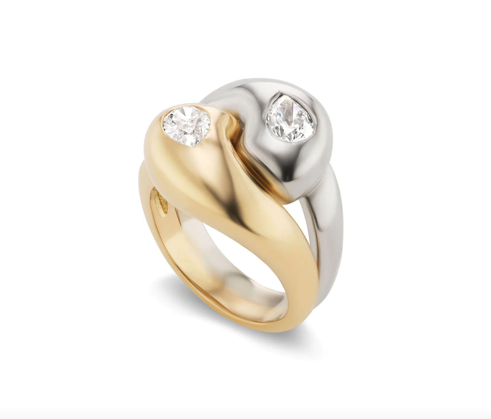 Two-Tone Knot Ring with Diamond Pears