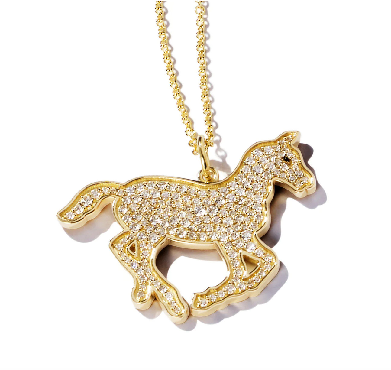 Pavé Pony Pendant in Diamonds with Enamel Eye