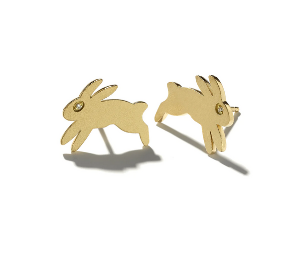 "Bisou" Gold Bunny Earrings - Studs