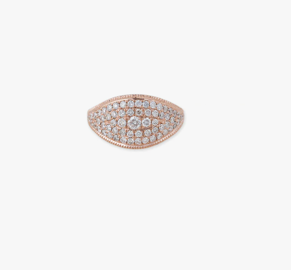 LARGE DIAMOND CENTER PAVE FOOTBALL RING