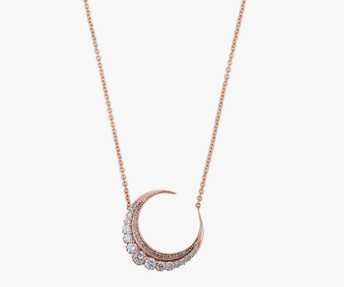 SMALL DIAMOND CRESCENT MOON NECKLACE