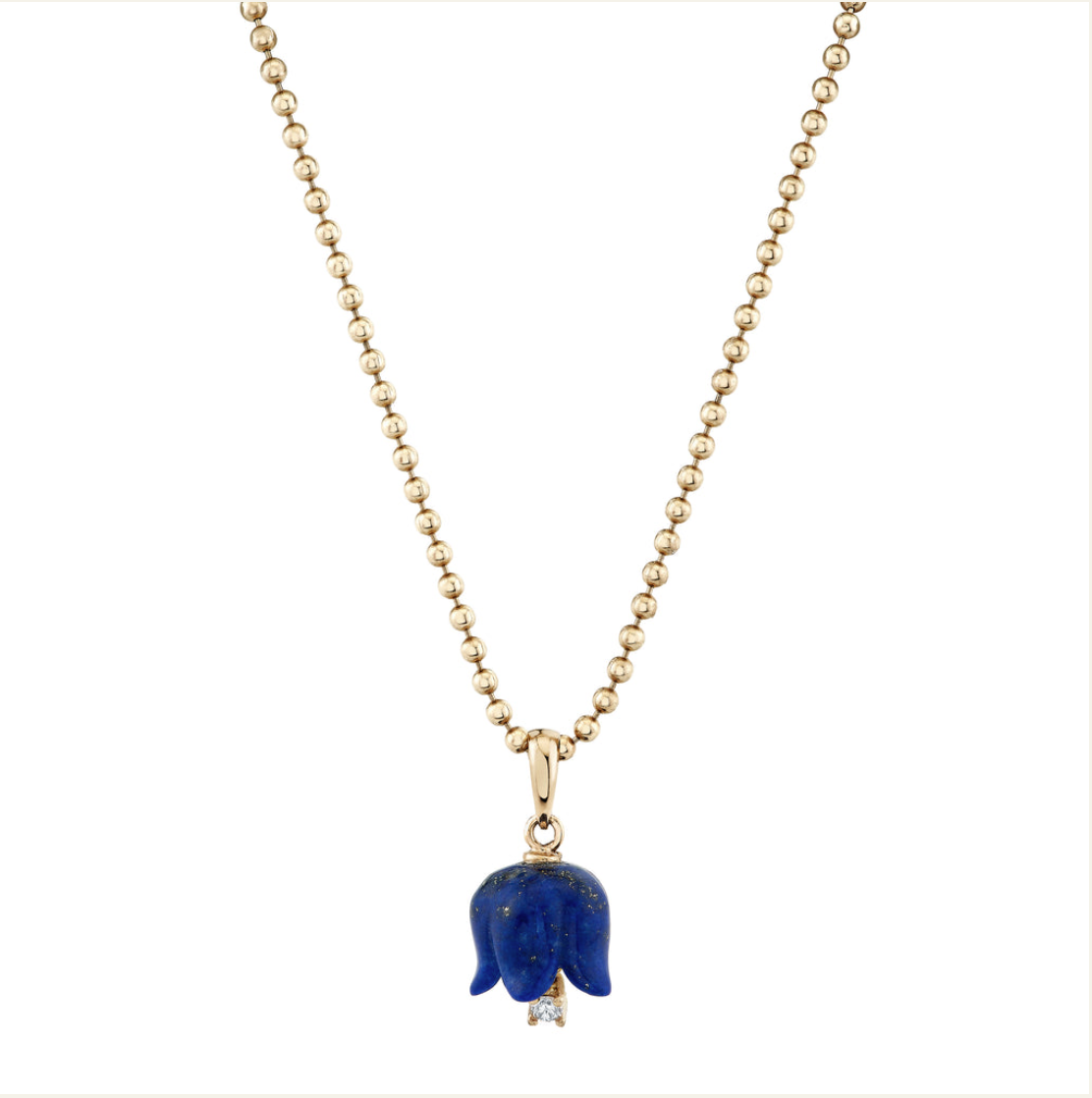 Diamond Floret Lapis Pendant