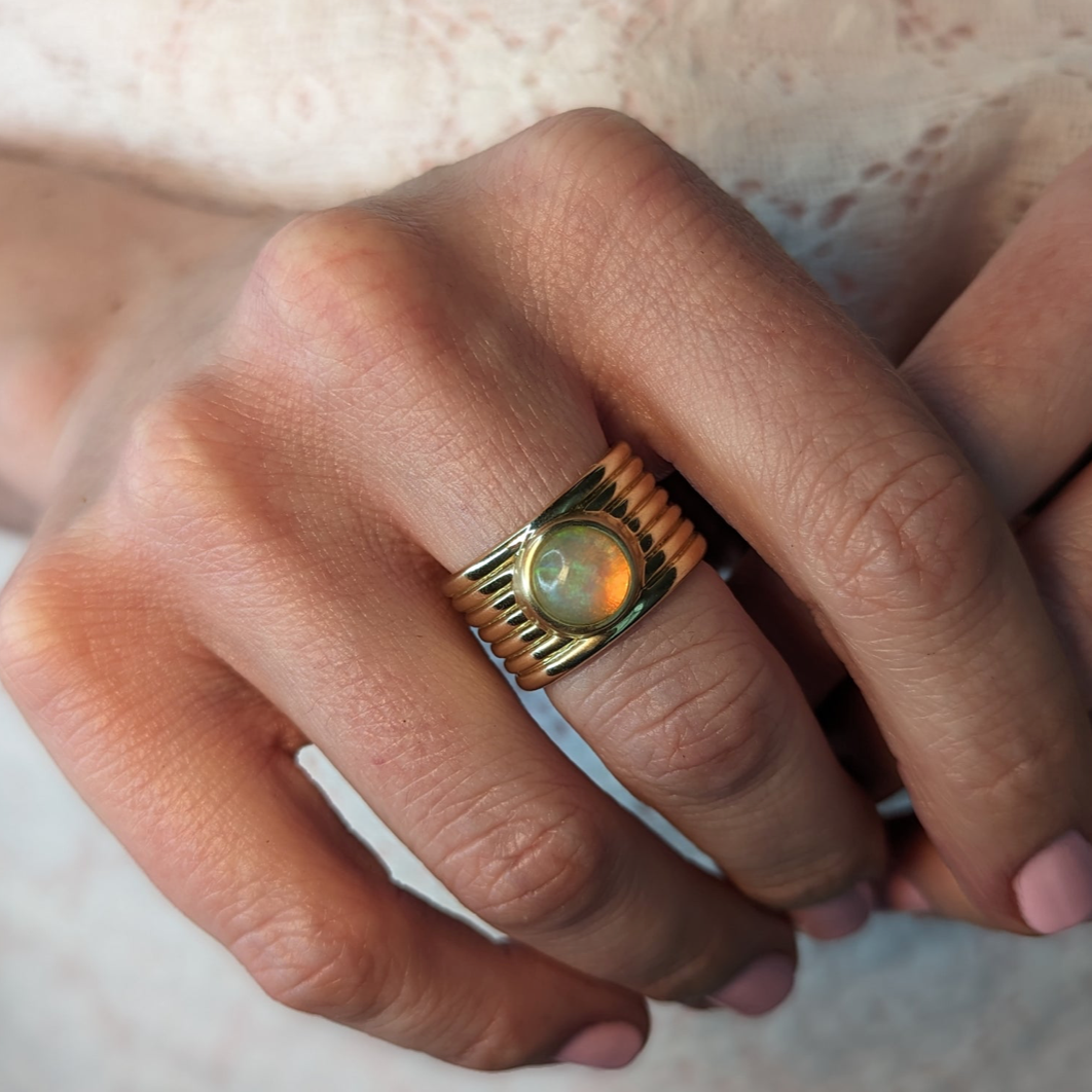 Found Cigar Band Ring - Opal