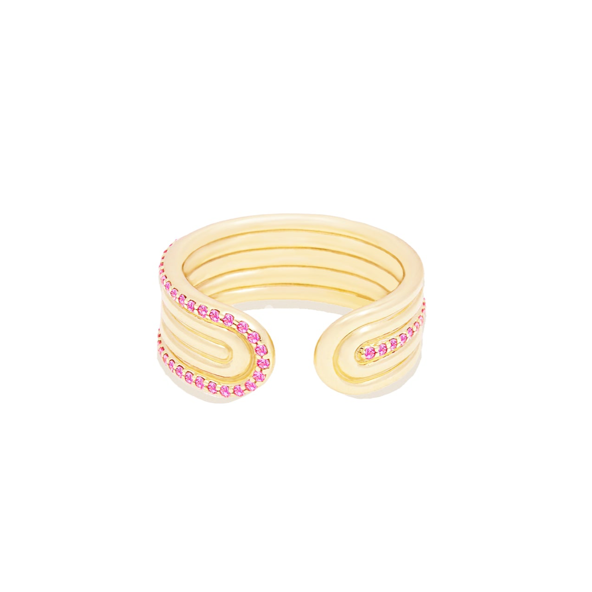 Found Ribbed Open Ring - Pink Sapphire