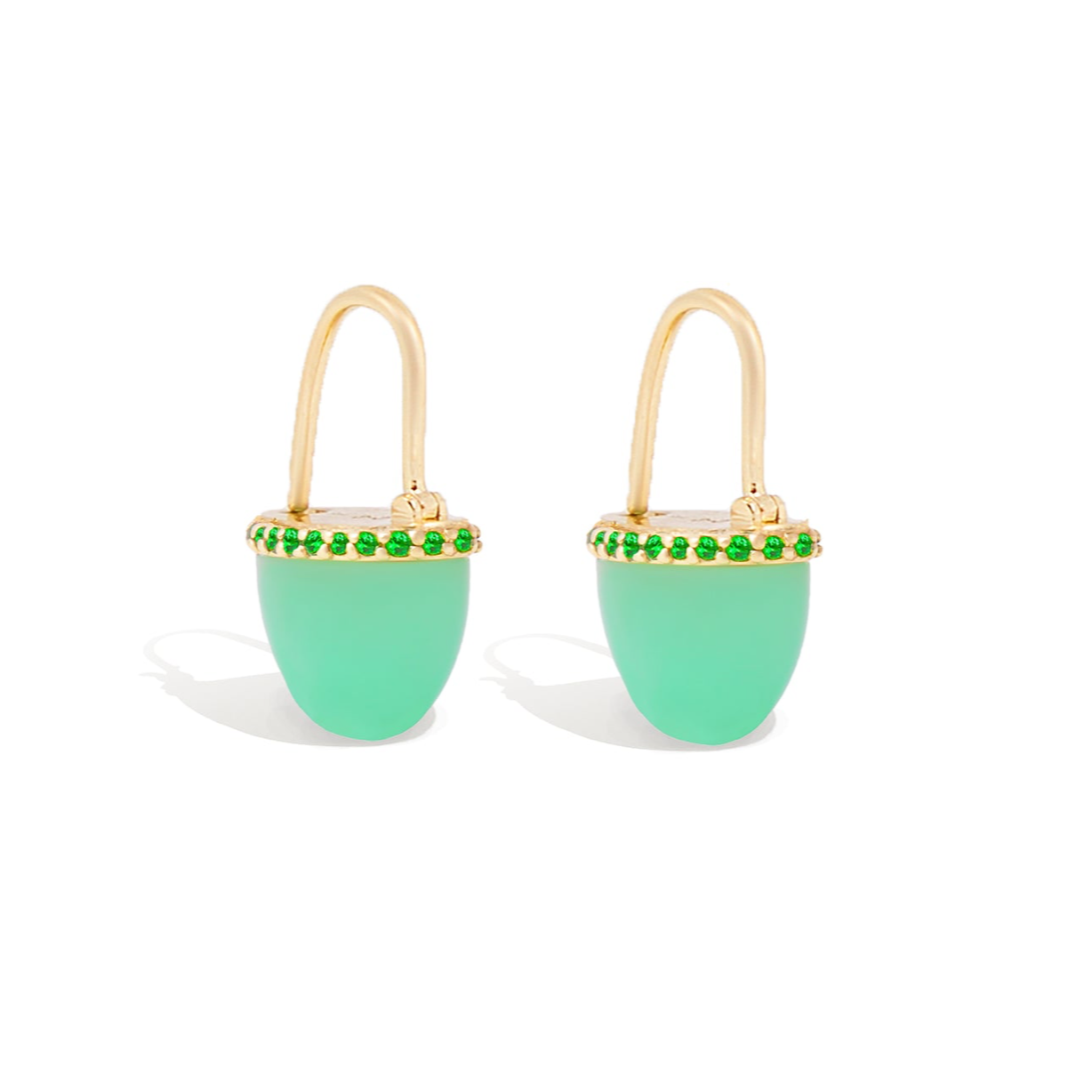 Found Cap Huggie Earring - Chrysoprase & Tsavorite