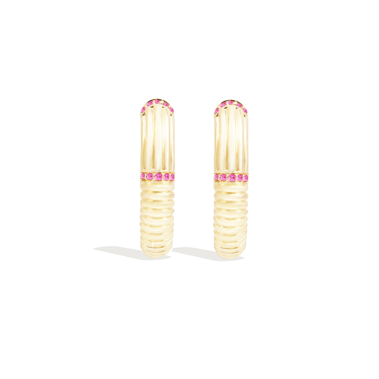 Found Ribbed Oval Hoop Earring - Pink Sapphire