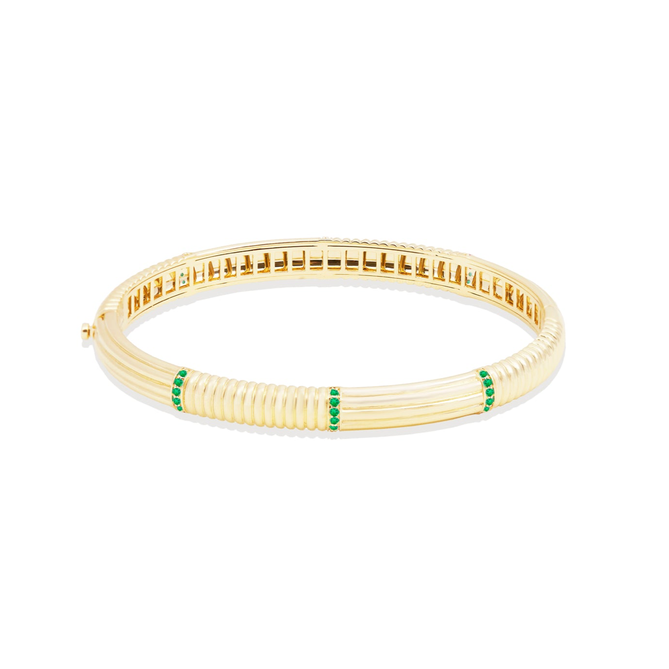 Found Ribbed Bangle Bracelet - Tsavorite