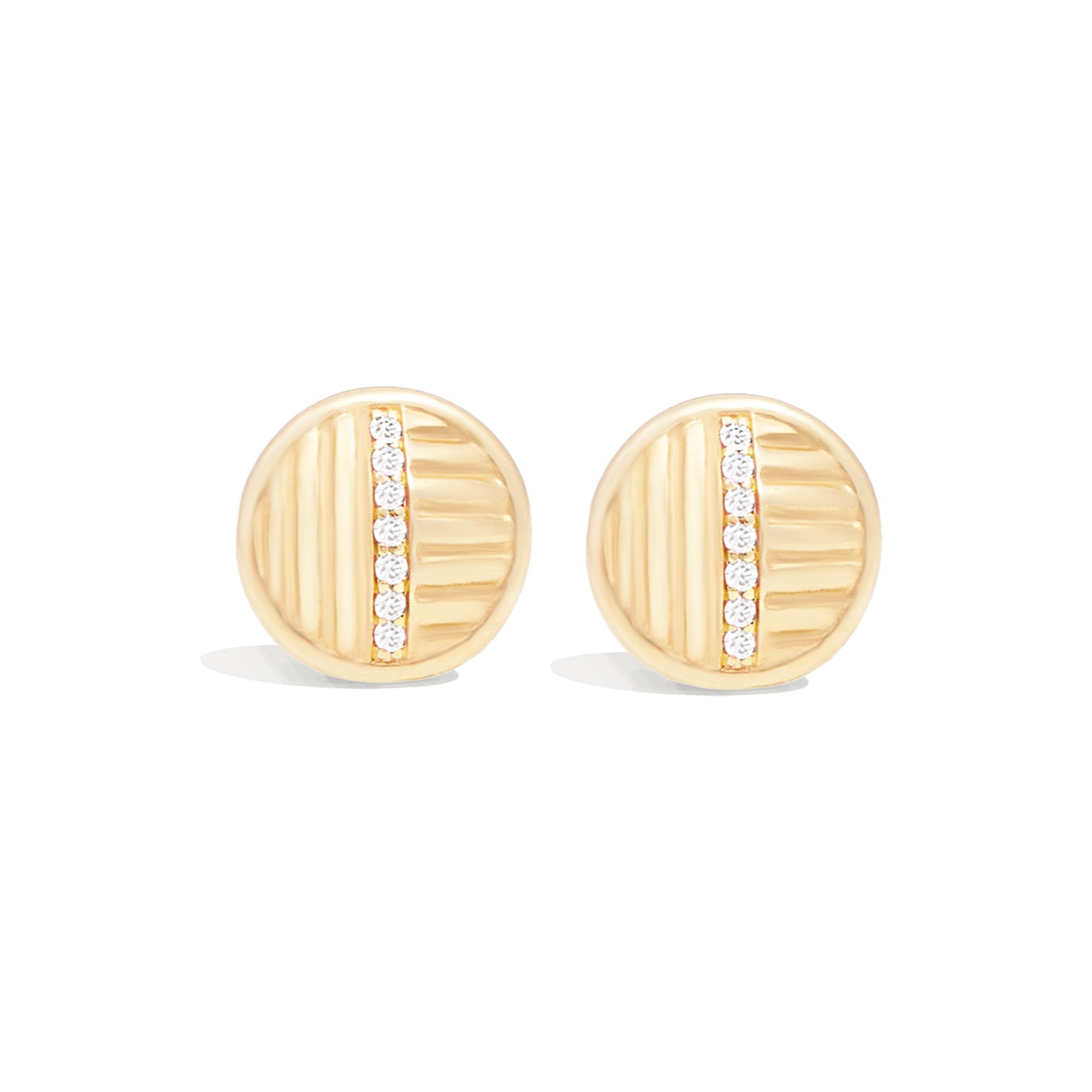 Found Ribbed Stud Earring - Diamond