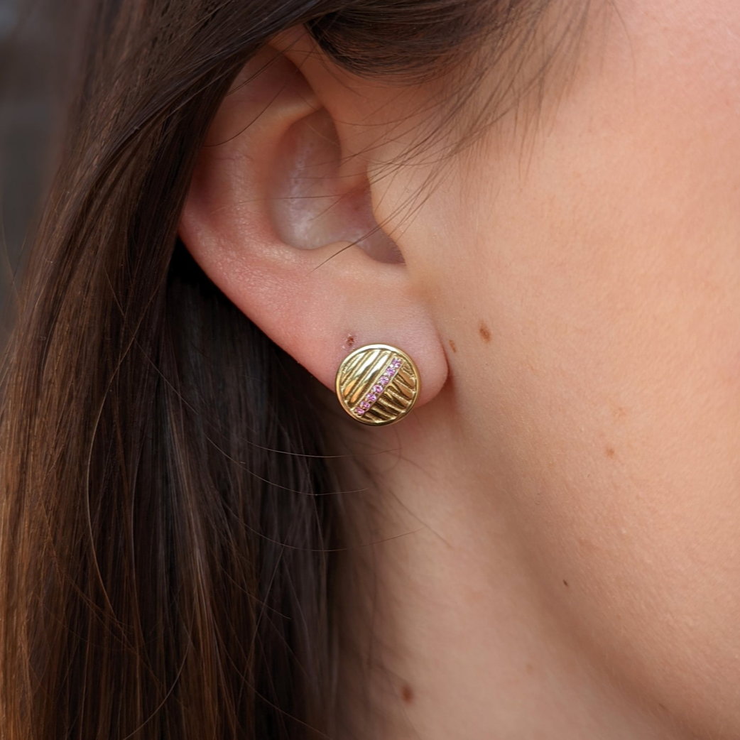 Found Ribbed Stud Earring - Diamond