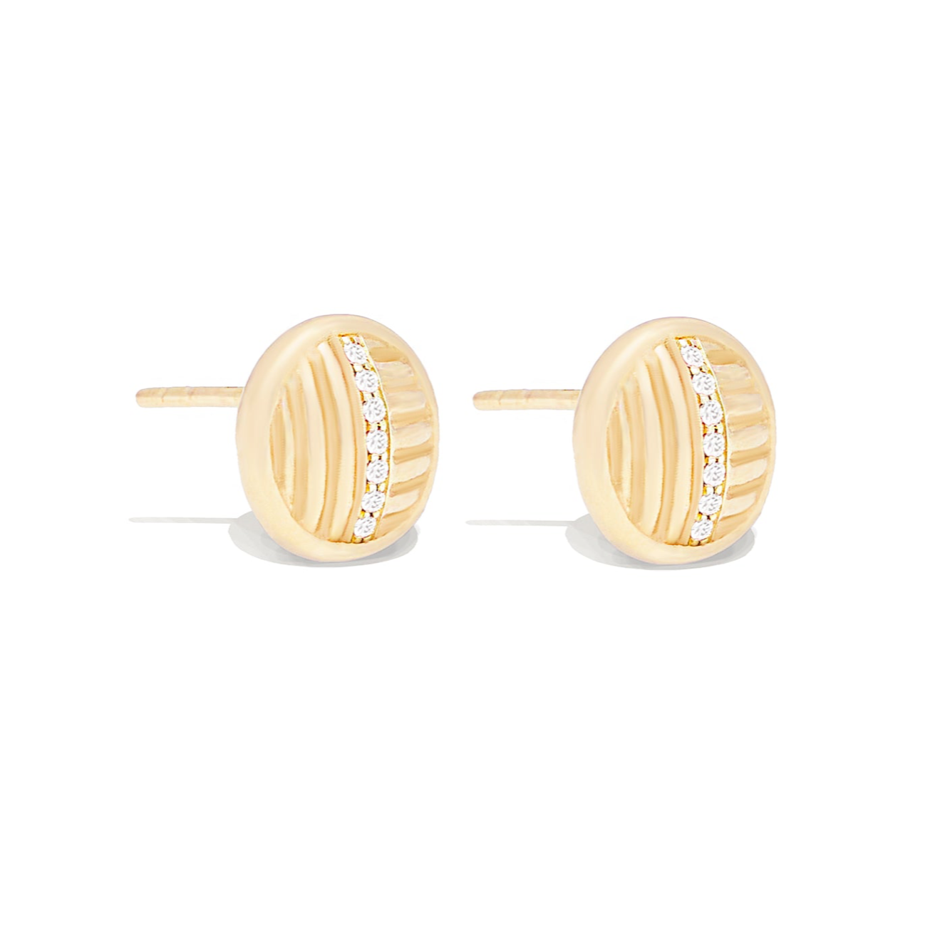 Found Ribbed Stud Earring - Diamond