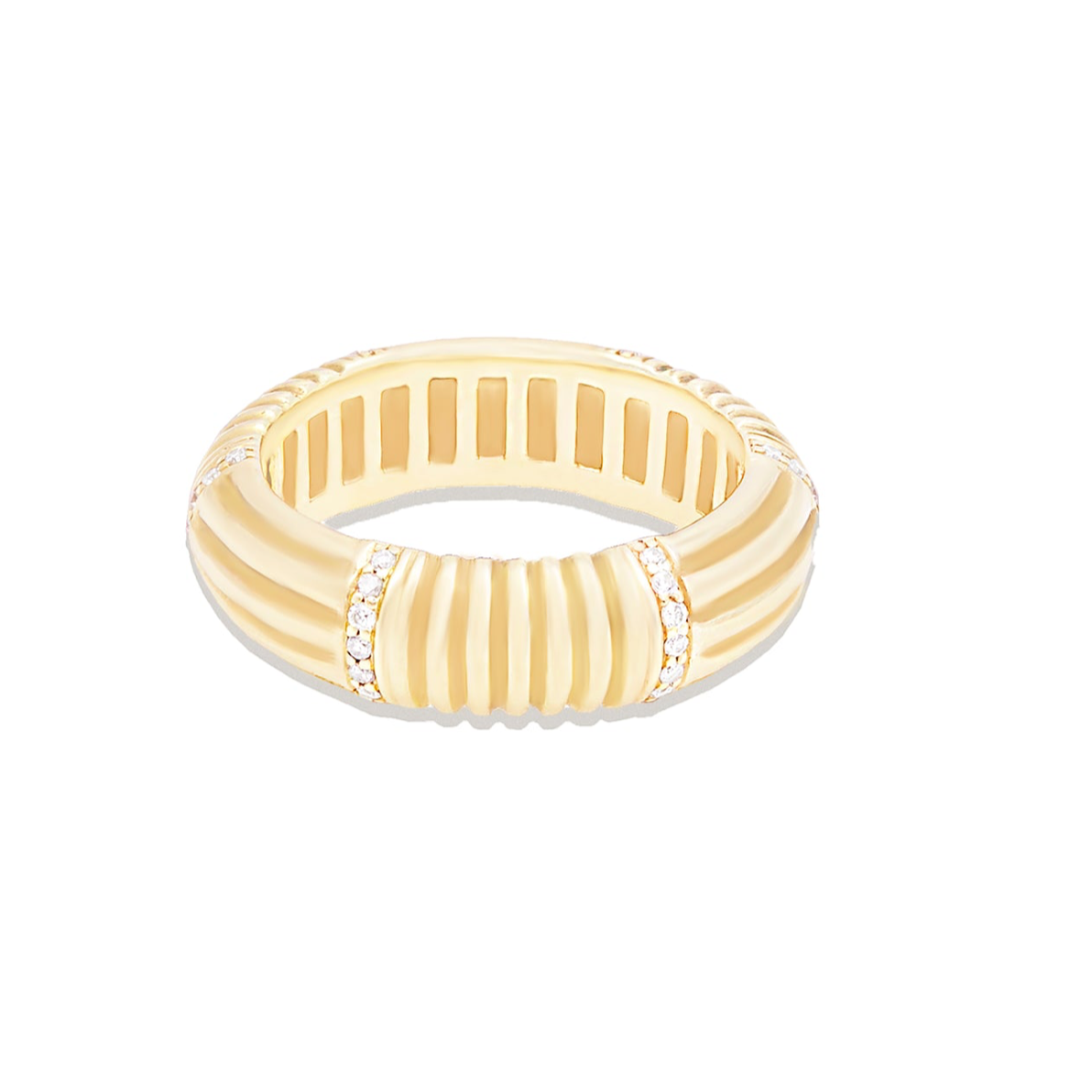 Found Ribbed Stacking Band Ring - Diamond