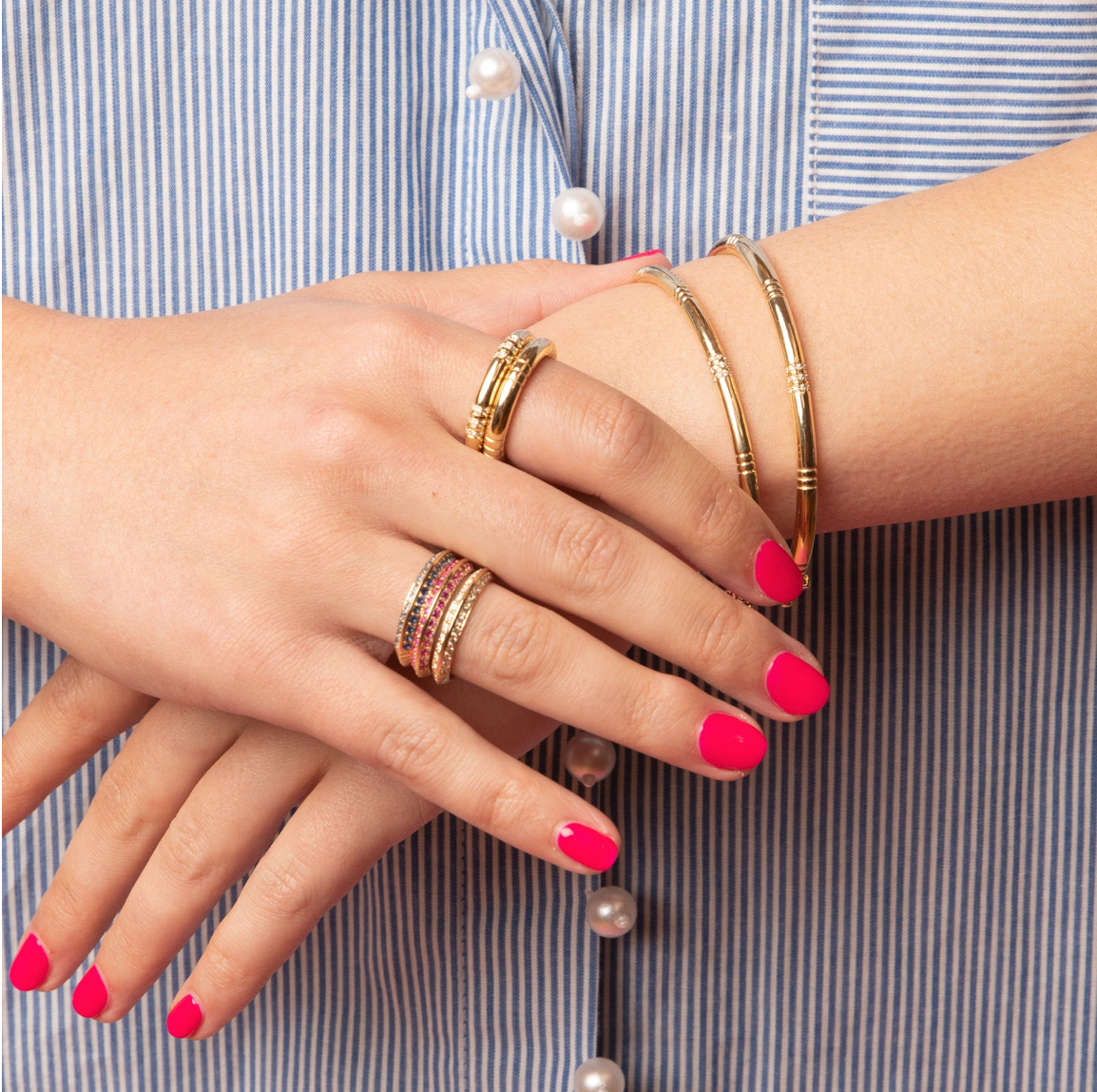 The Crew Knife Edge Stacking Ring - Blue Sapphire