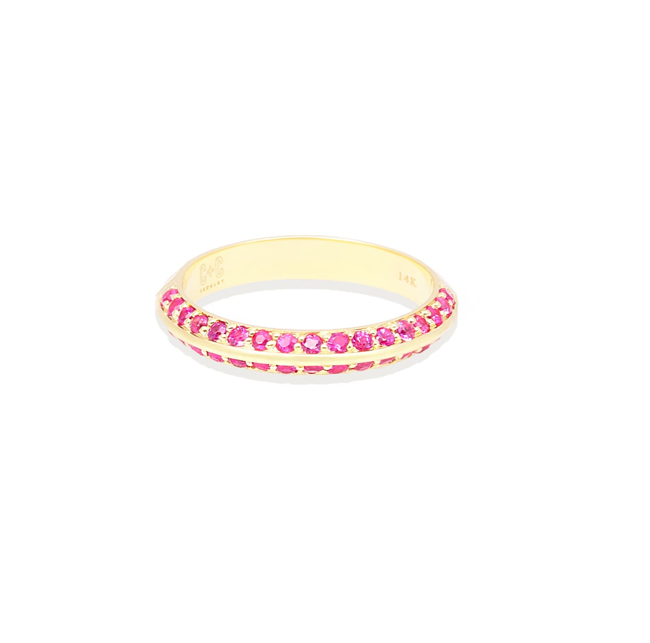 The Crew Knife Edge Stacking Ring - Pink Sapphire