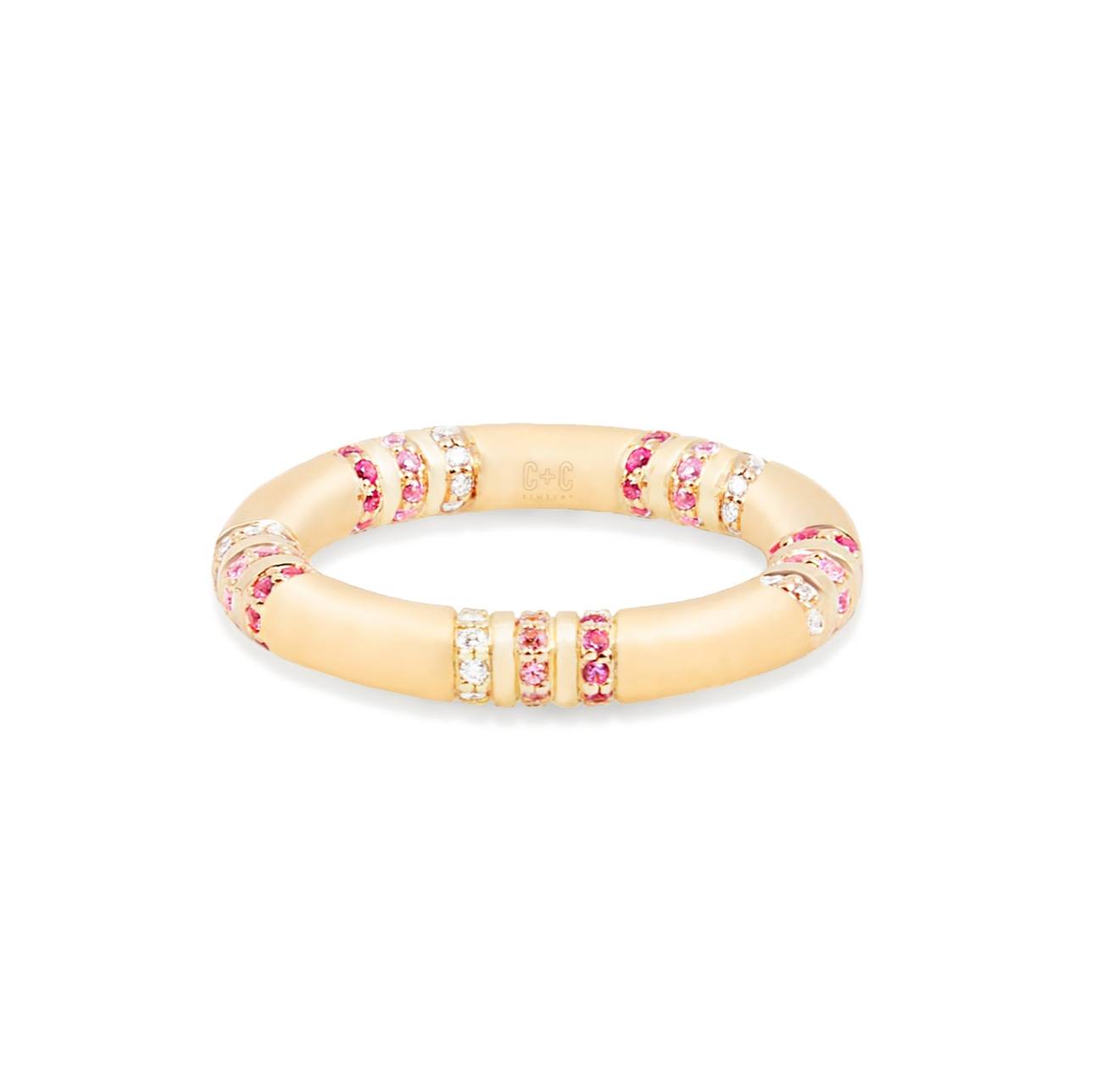 The Crew Stacking Ring - Pink Sapphire & Diamond