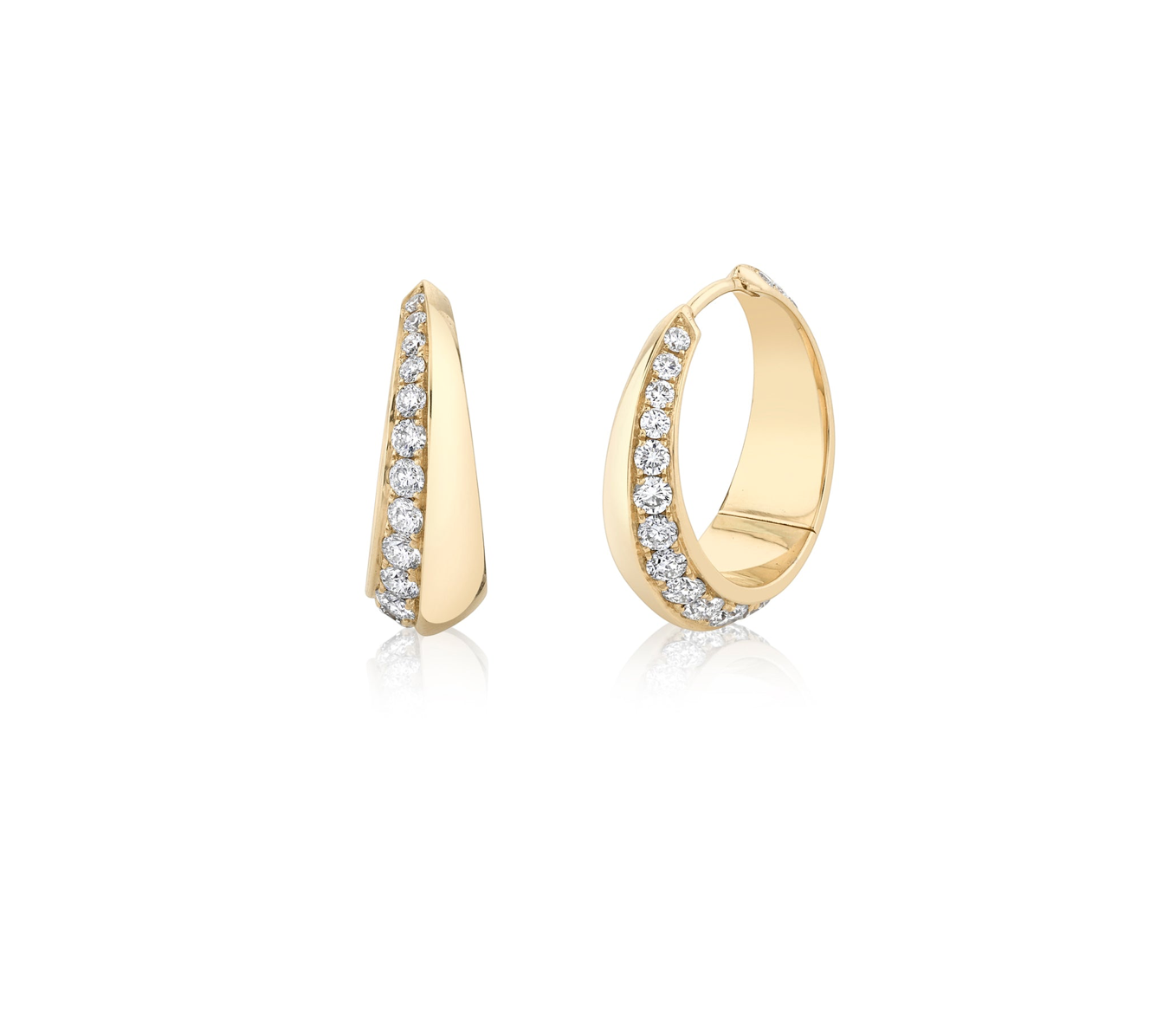 LARGE PAVÉ CRESCENT HOOPS