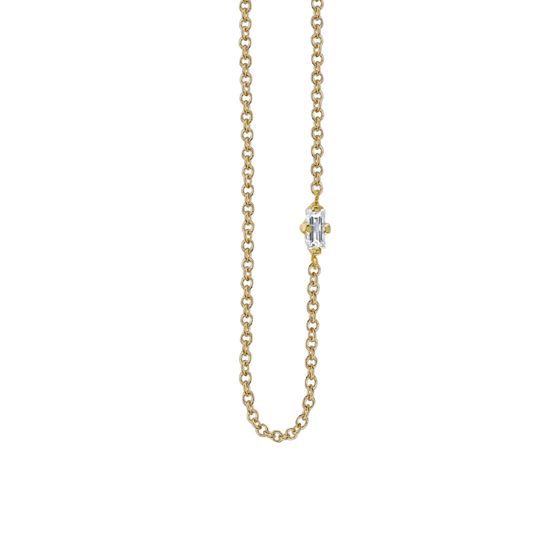 WHITE DIAMOND FLOATING NECKLACE - BAGUETTE