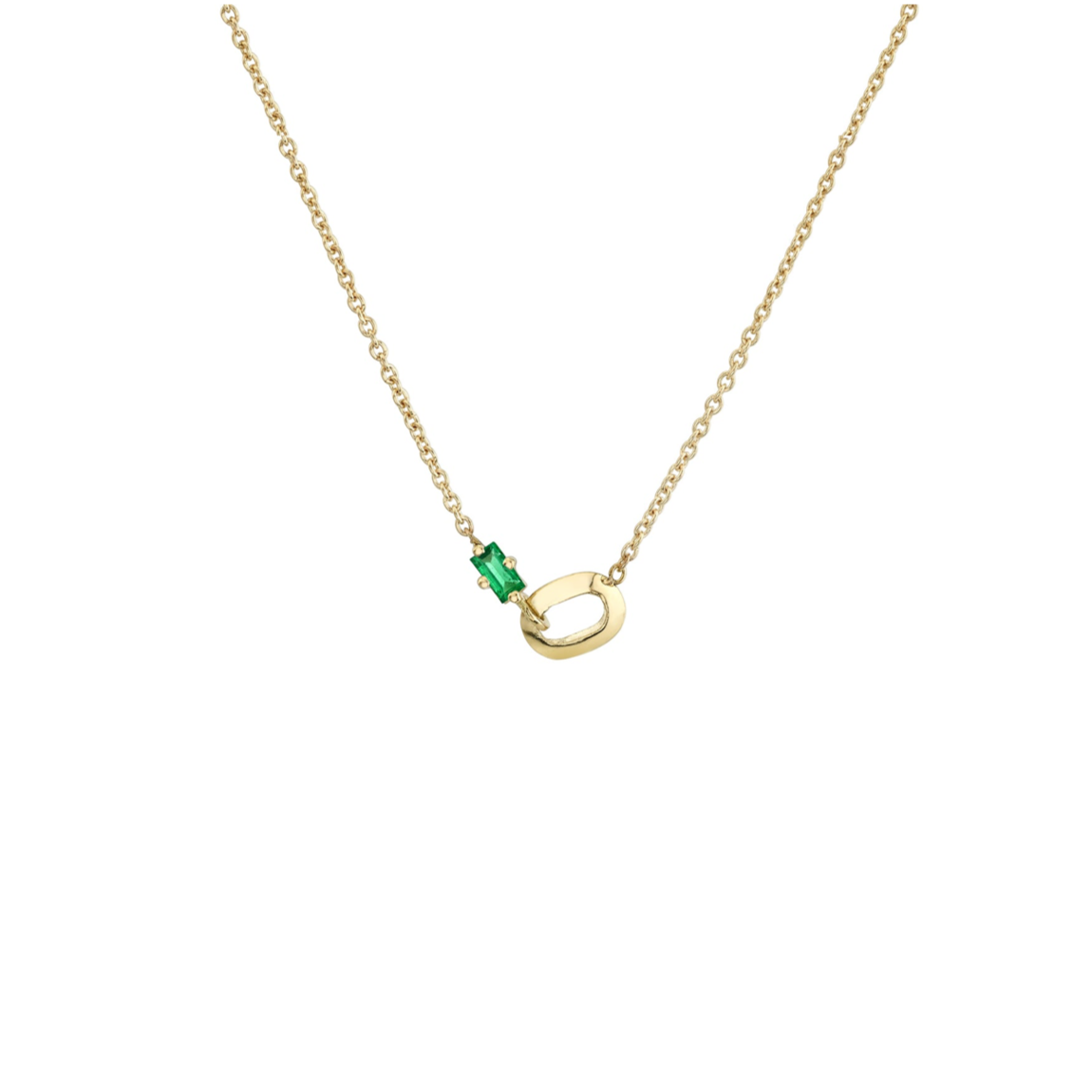 XS LINK AND EMERALD BAGUETTE NECKLACE