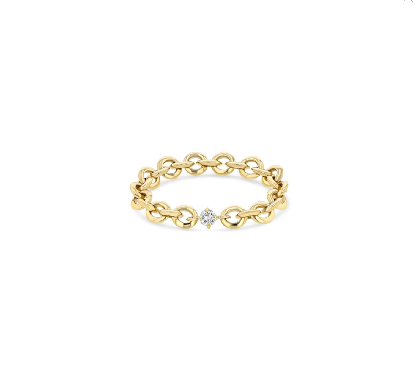 MICRO CHAIN RING WITH PETITE DIAMOND CENTER