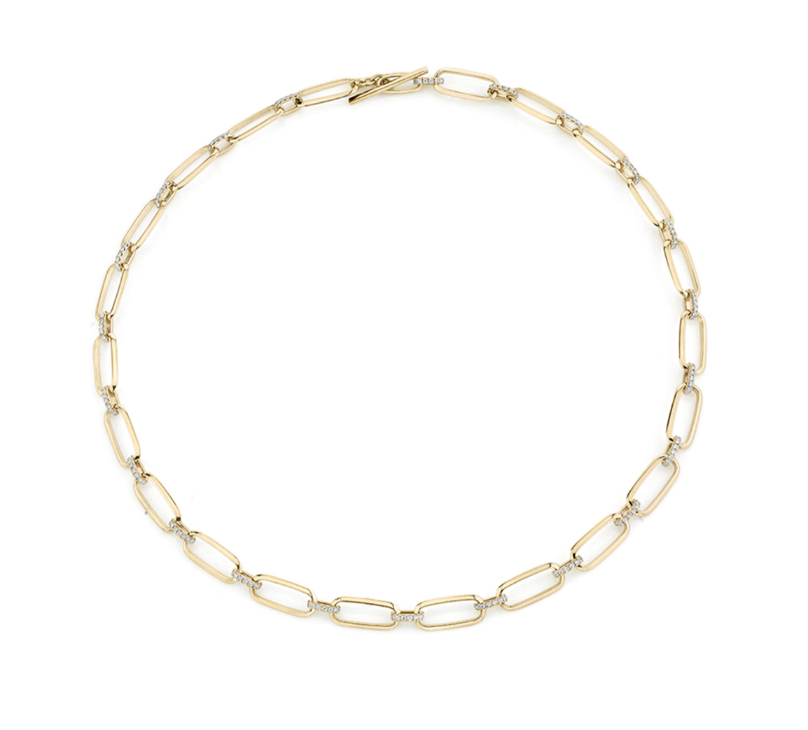 FLAT LINK CHOKER WITH PAVE DIAMOND BRIDGES