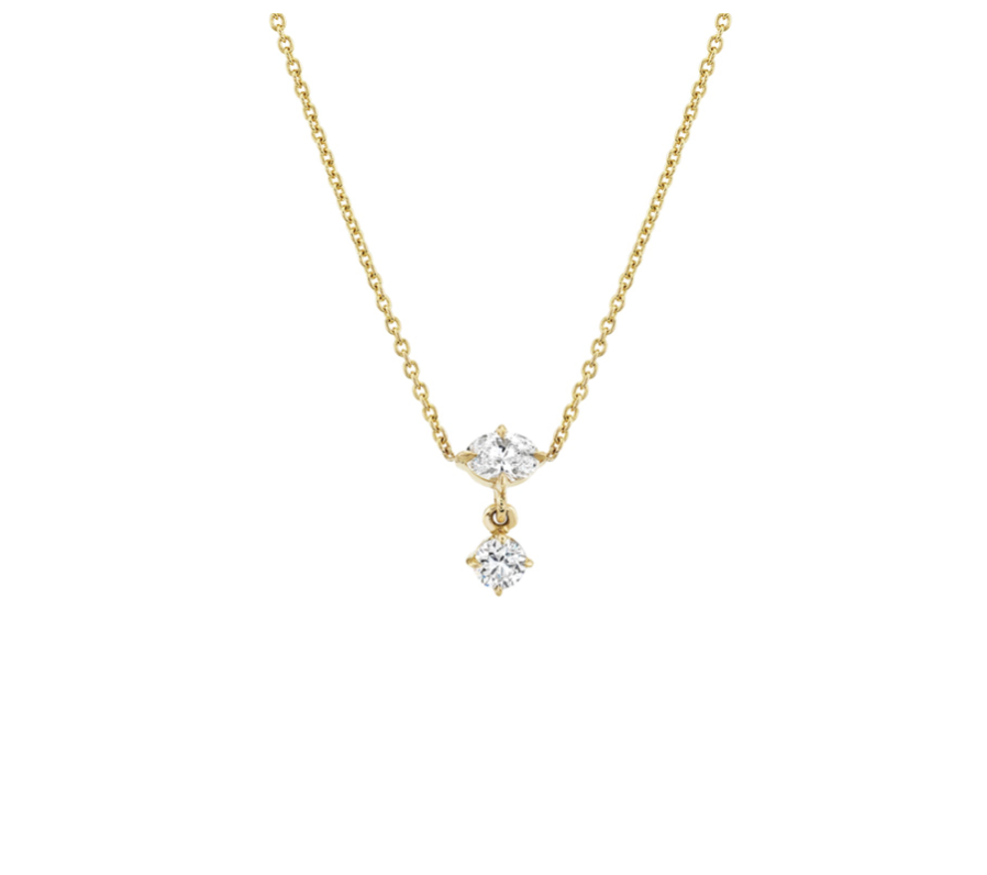 MIX MATCHED OVAL AND ROUND SHAPE DIAMOND DROP NECKLACE