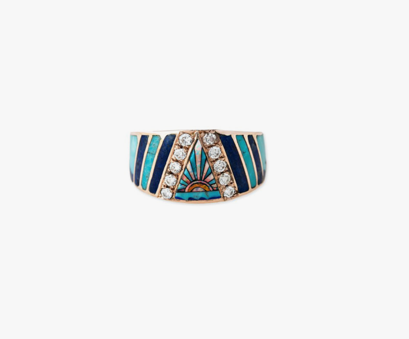 SUNSHINE OPAL CHEVRON INLAY RING