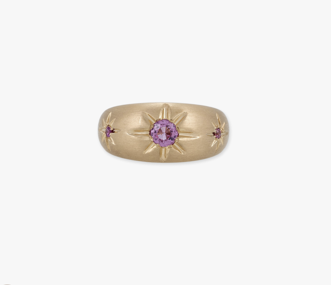 TRIPLE PINK SAPPHIRE STARBURST DOME RING