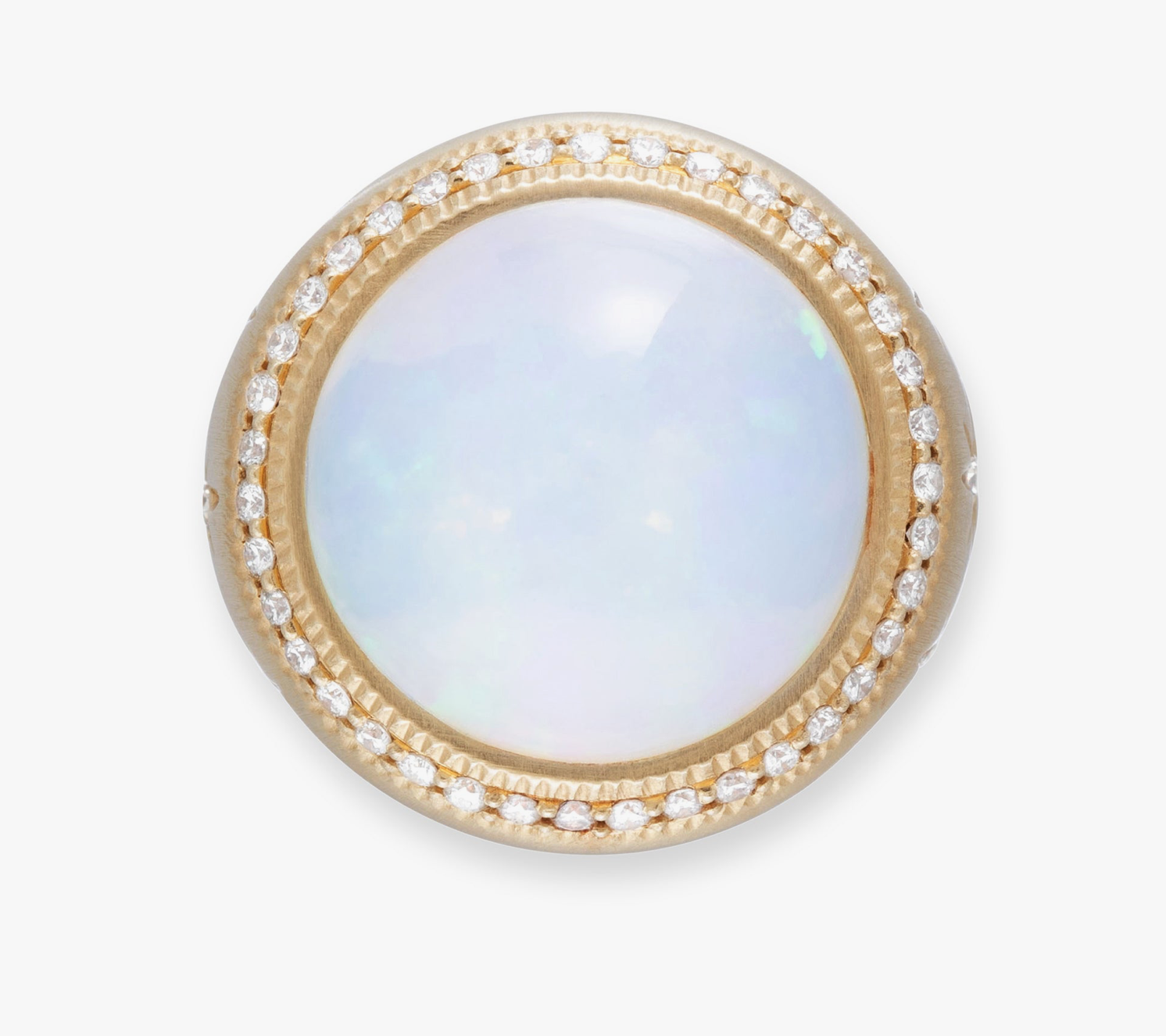 PAVE ROUND OPAL STARBURST RING