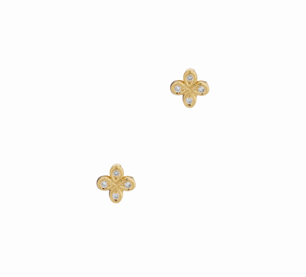 18k Gold Oli and Tess Flower Stud Earrings