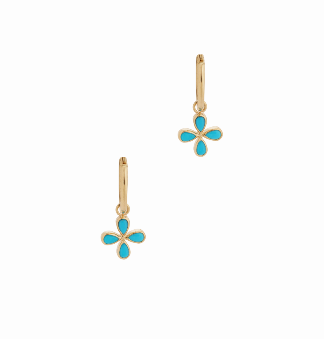 Turquoise Flower Hoop Earrings