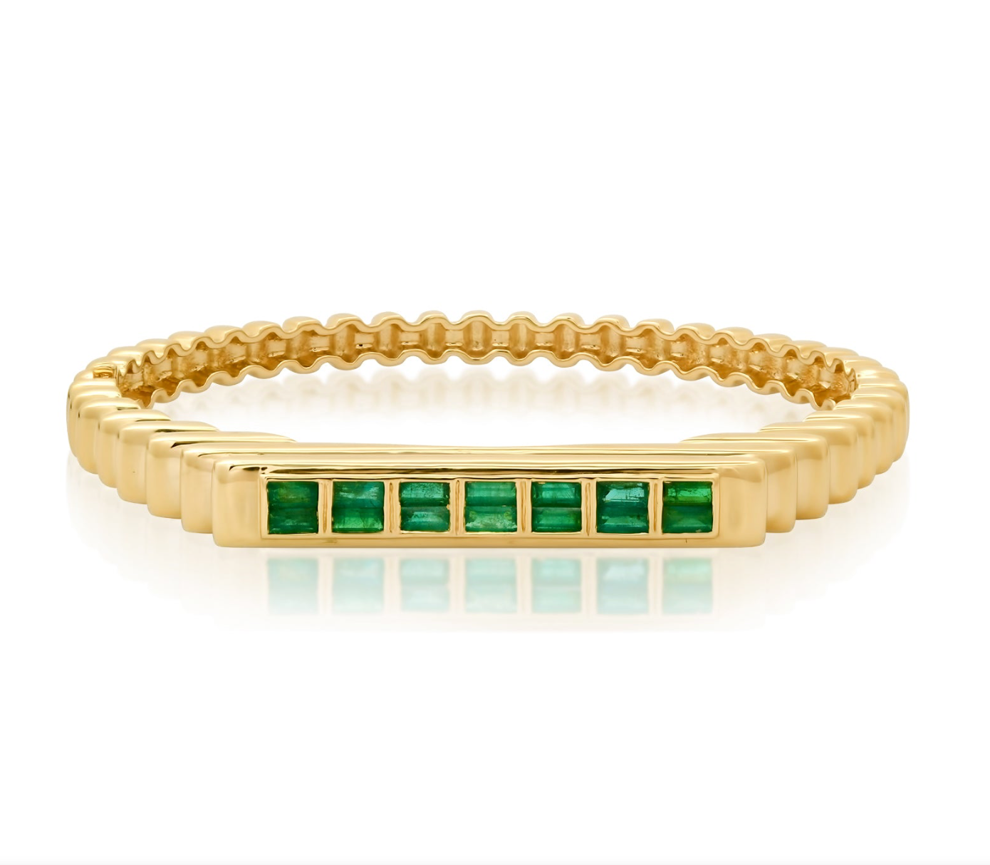 Fluted Colorblock Bangle in Emerald