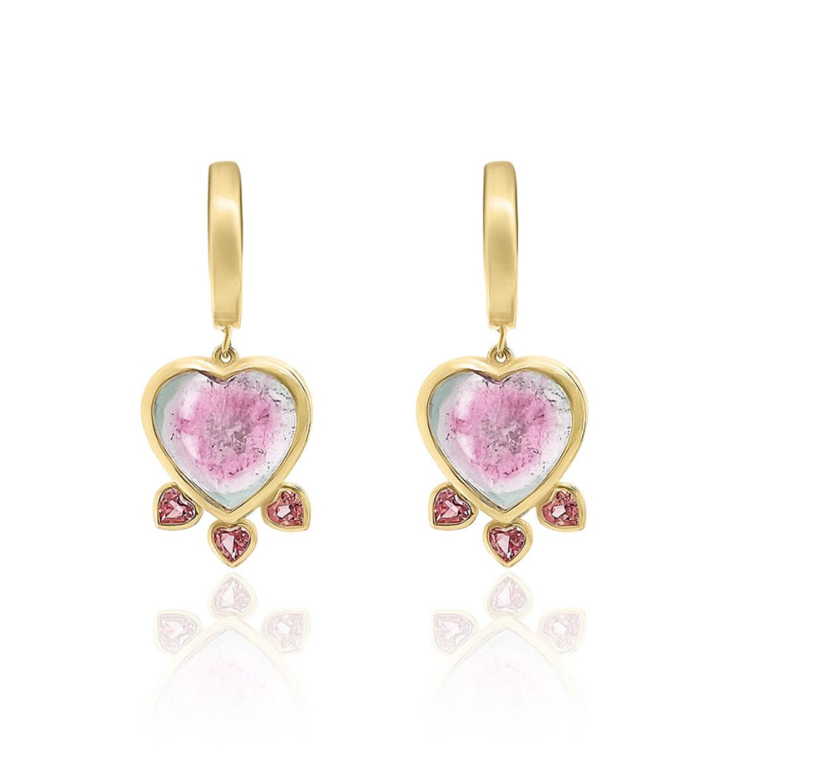 HEART EARRINGS WATERMELON TOURMALINE