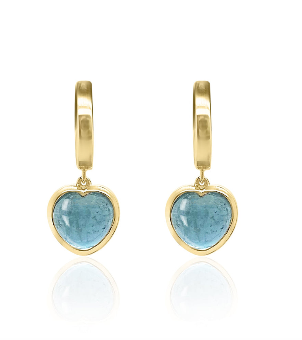 HEART EARRINGS AQUAMARINE