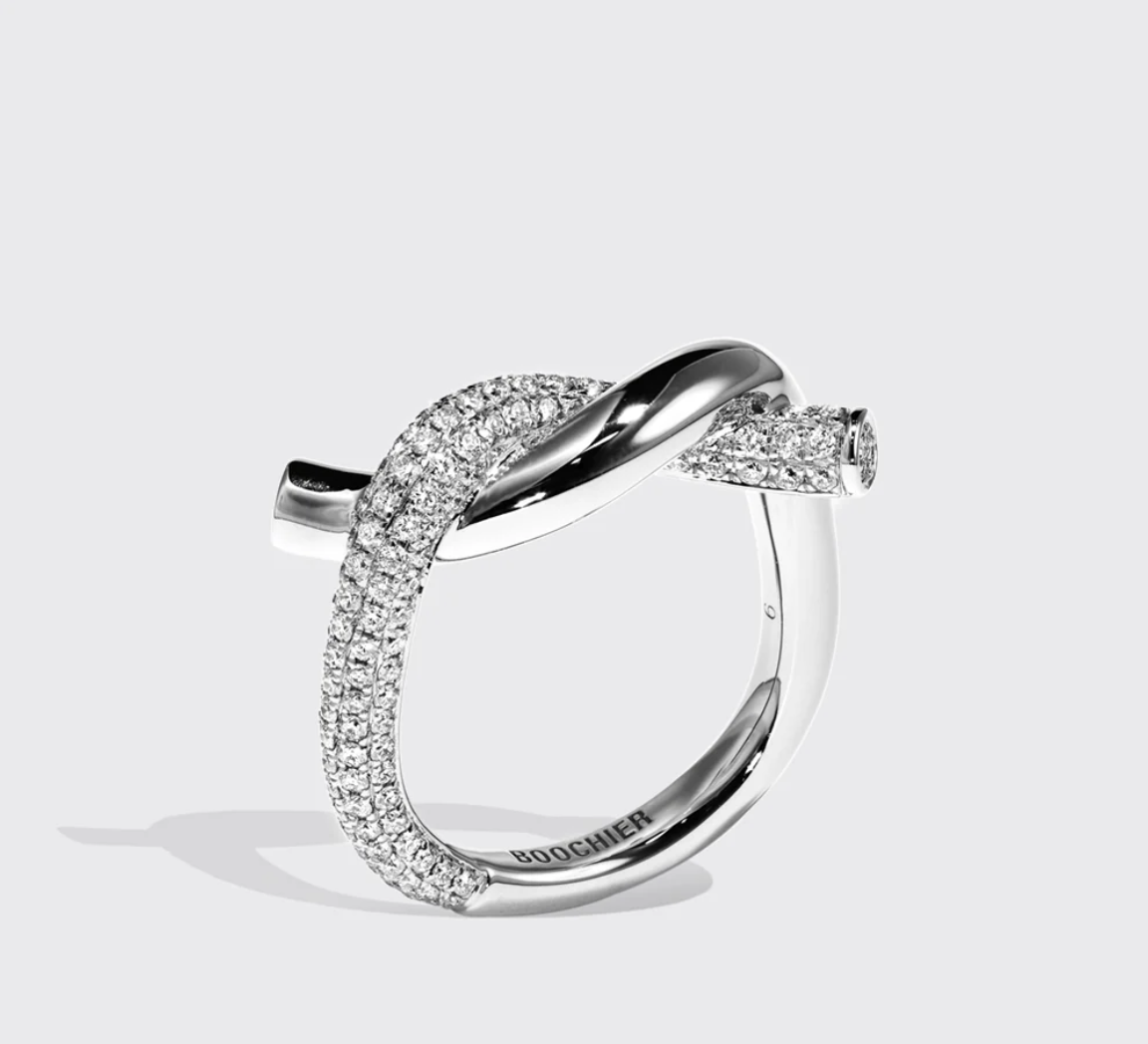 GOLD HALF DIAMOND TIES RING