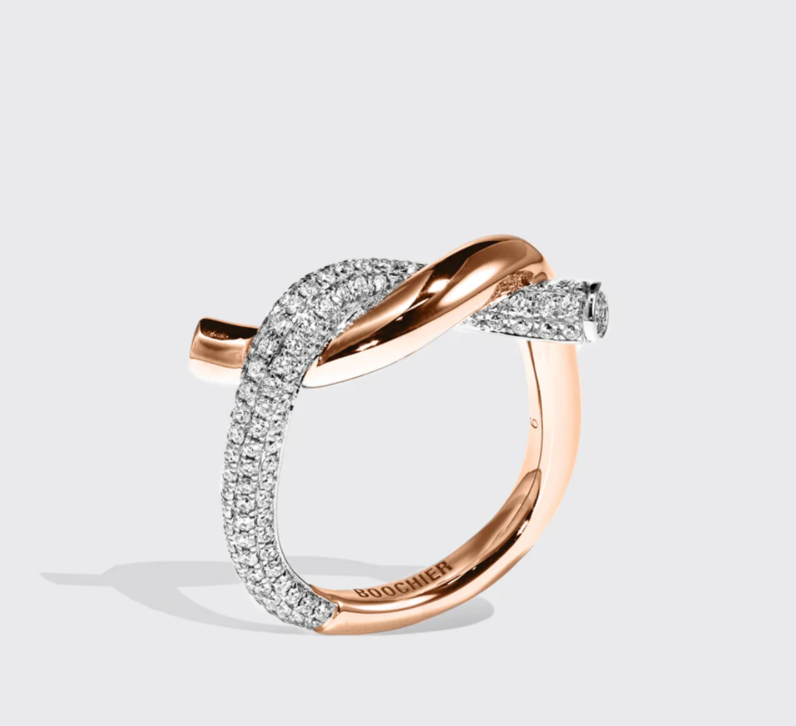 GOLD HALF DIAMOND TIES RING