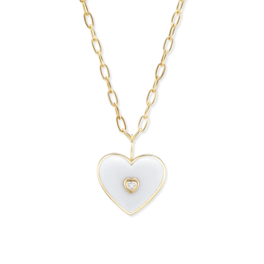 Medium Puff Heart Pendant with Heart Inset