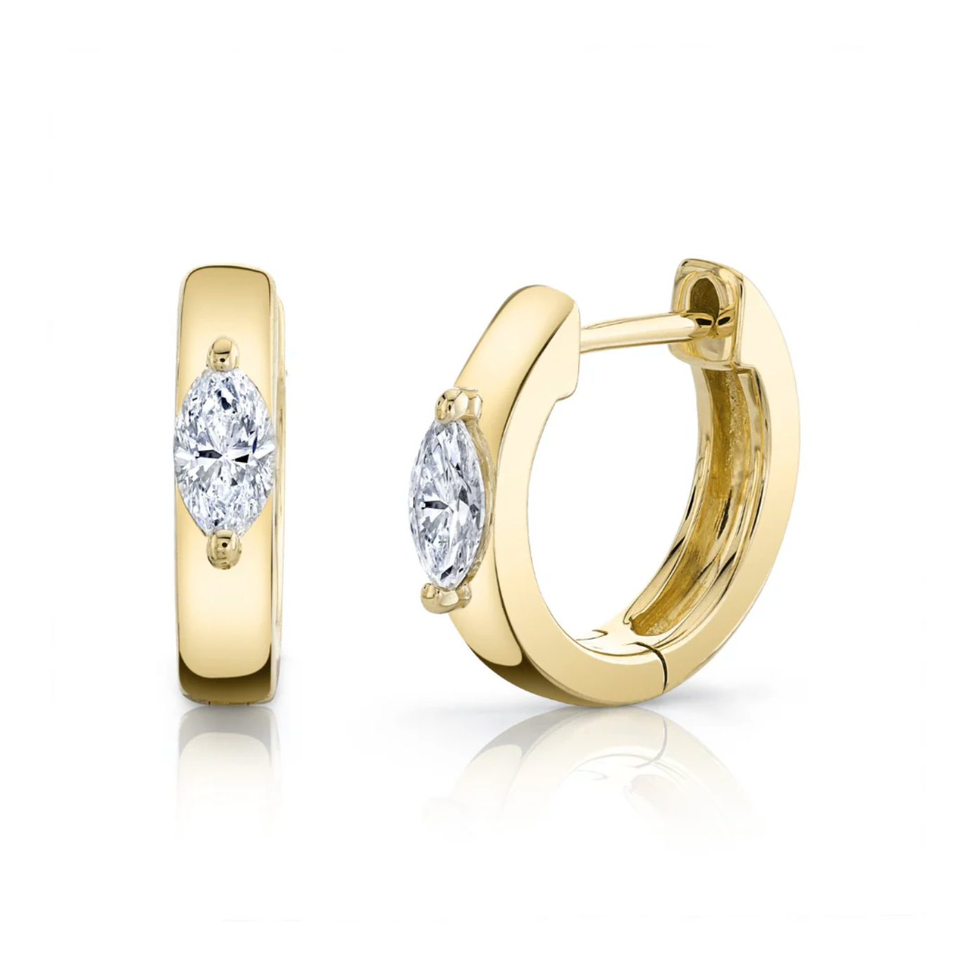 HUGGIES WITH MARQUISE DIAMOND CENTER