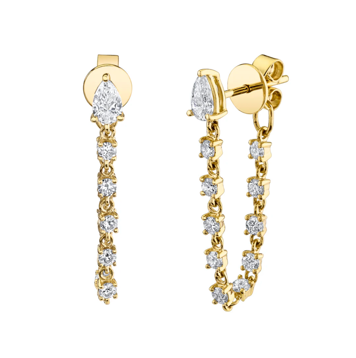 DIAMOND LOOP EARRINGS WITH PEAR STUD