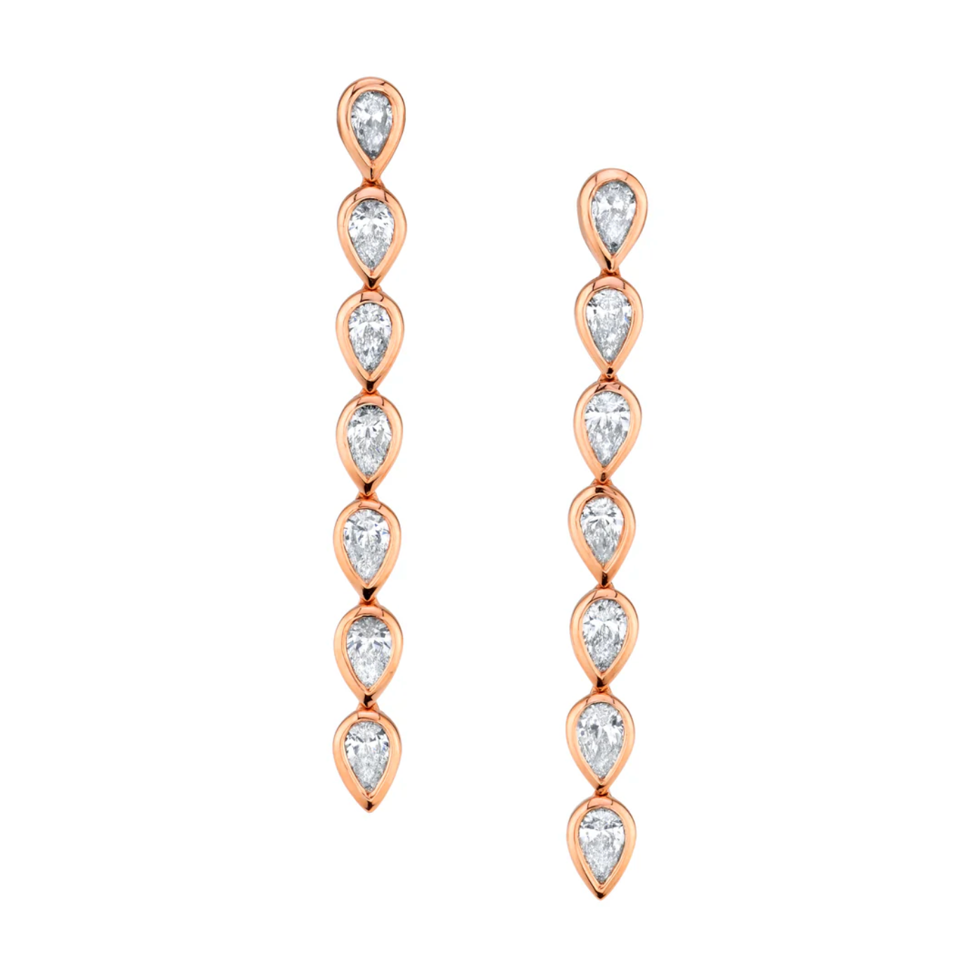 SHORT BEZEL PEAR DIAMOND DROP EARRINGS