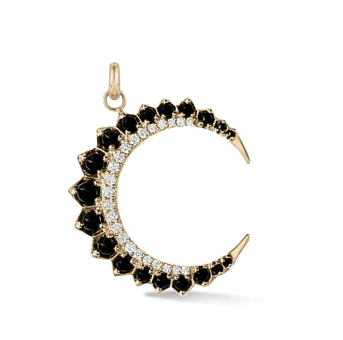 14K Gold Diamond & Black Onyx Crescent Moon Estelle Charm