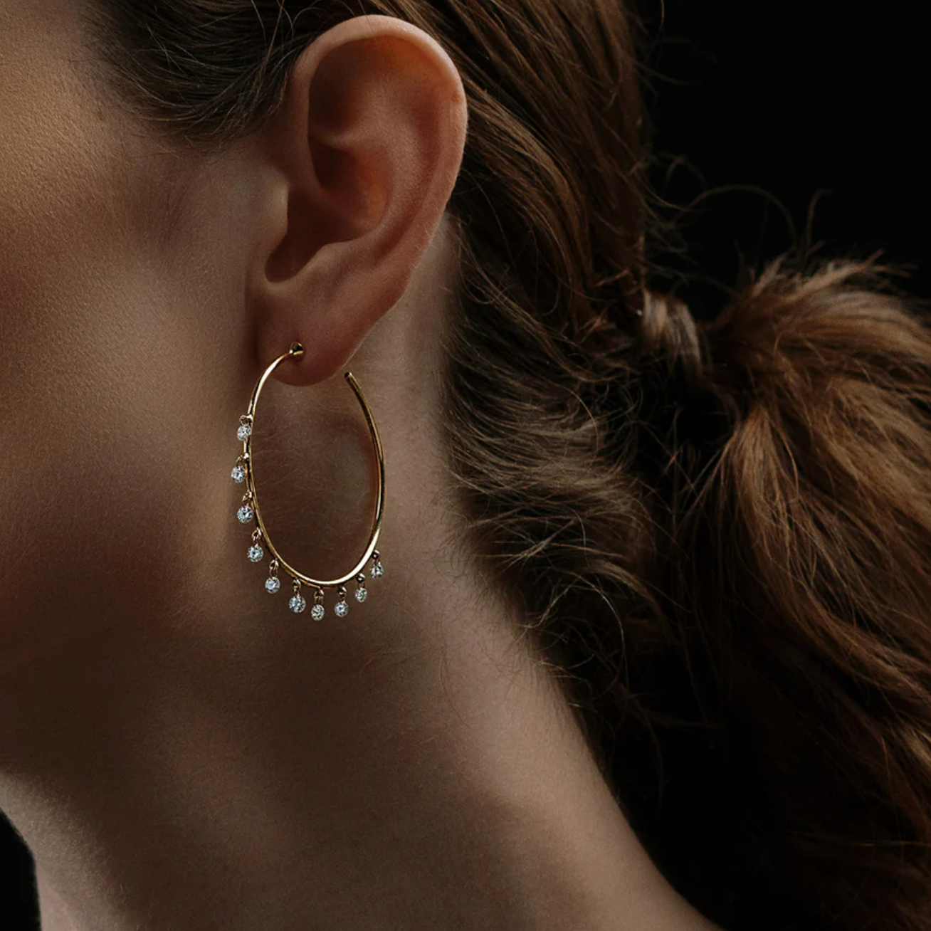 10 STONE ROUND DIAMOND HOOPS