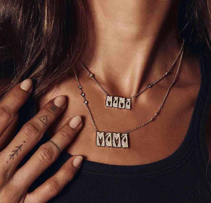 Pave Diamond Large "Mama" Necklace