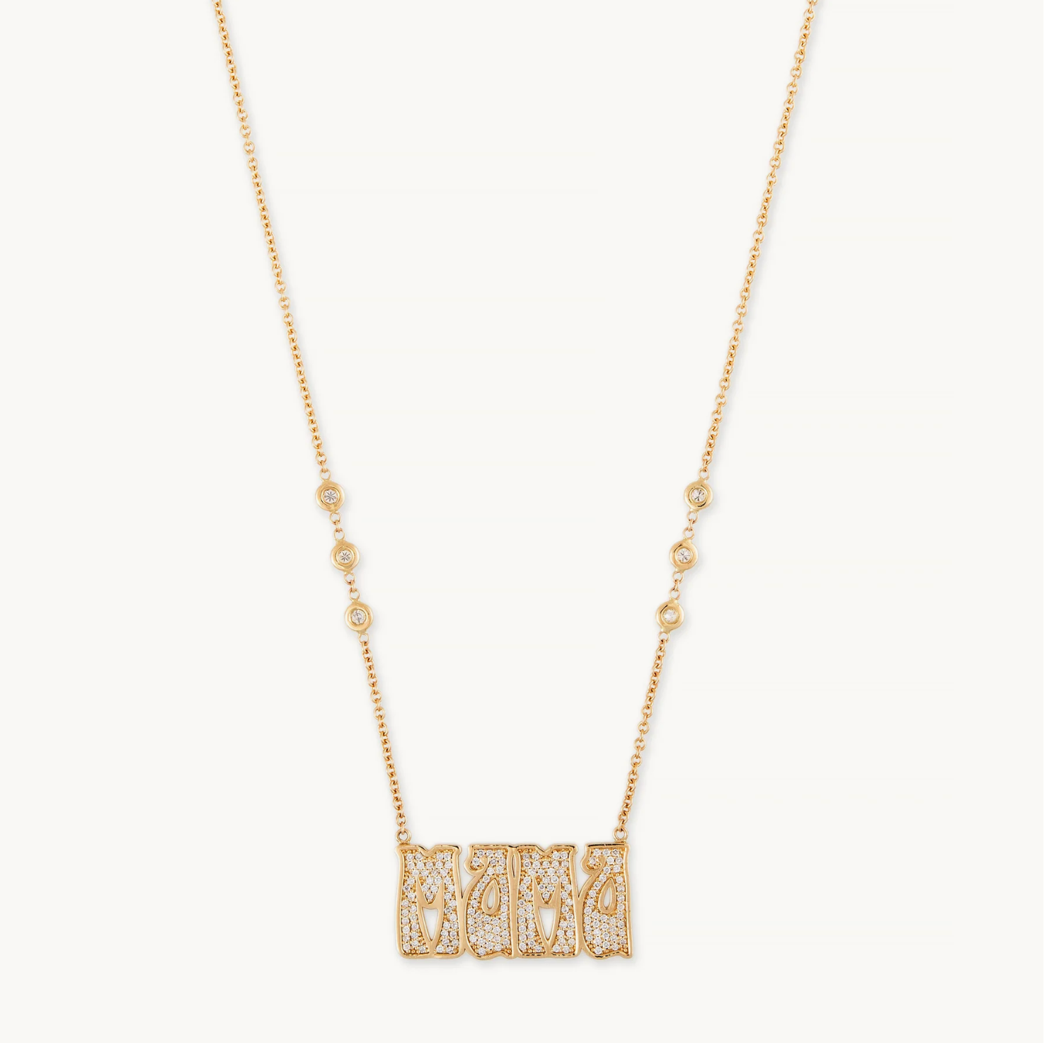 Pave Diamond Large "Mama" Necklace