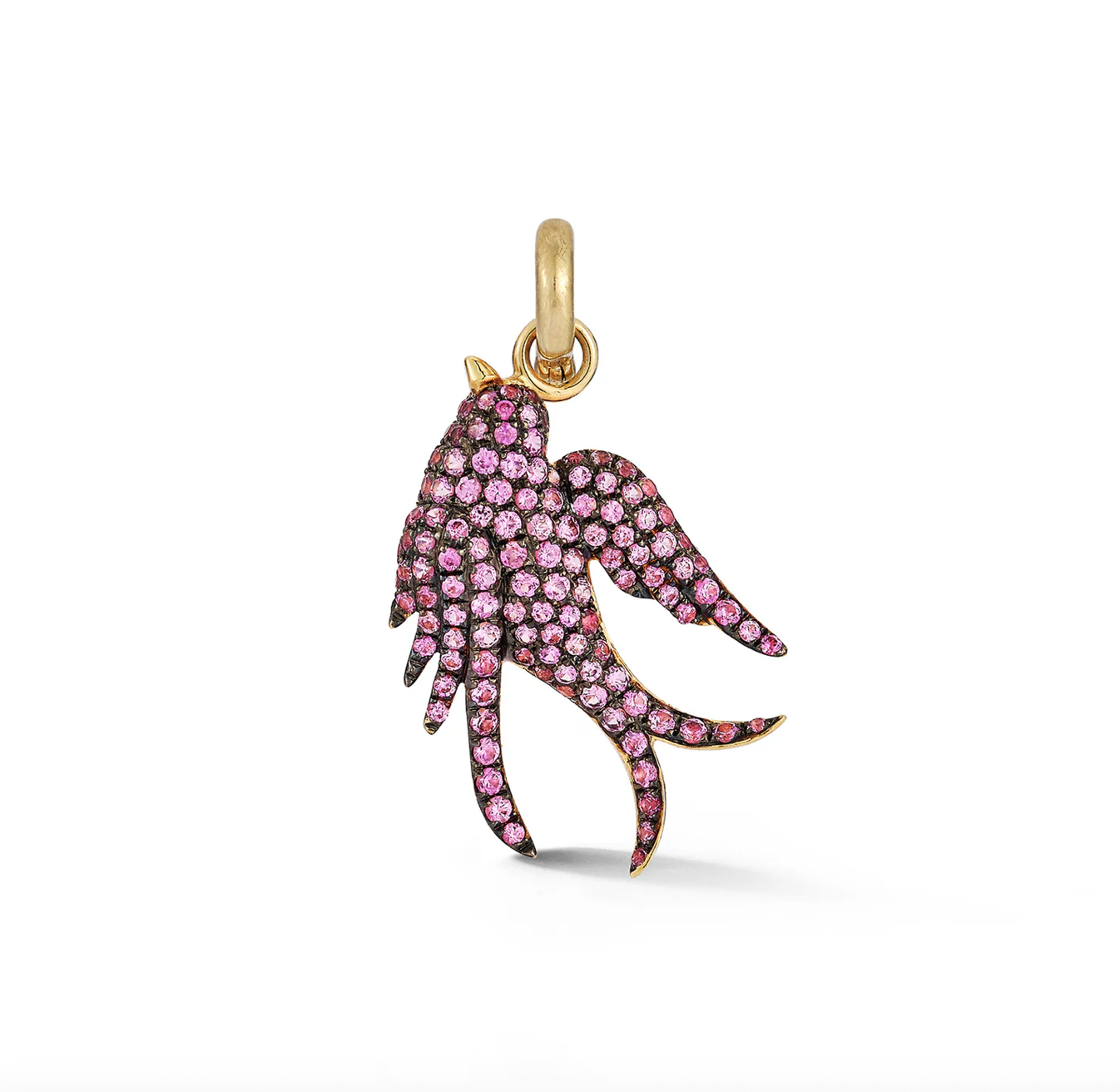 14K Gold & Pink Sapphire Birdie Charm