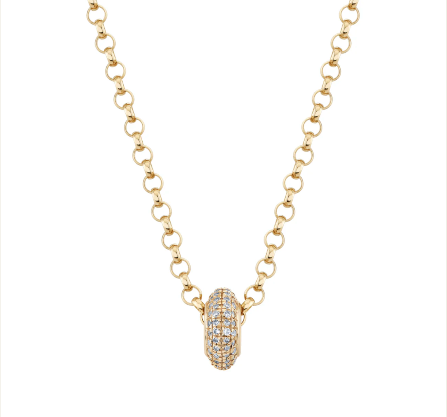 Pavé Diamond and Gold Rondelle Bead