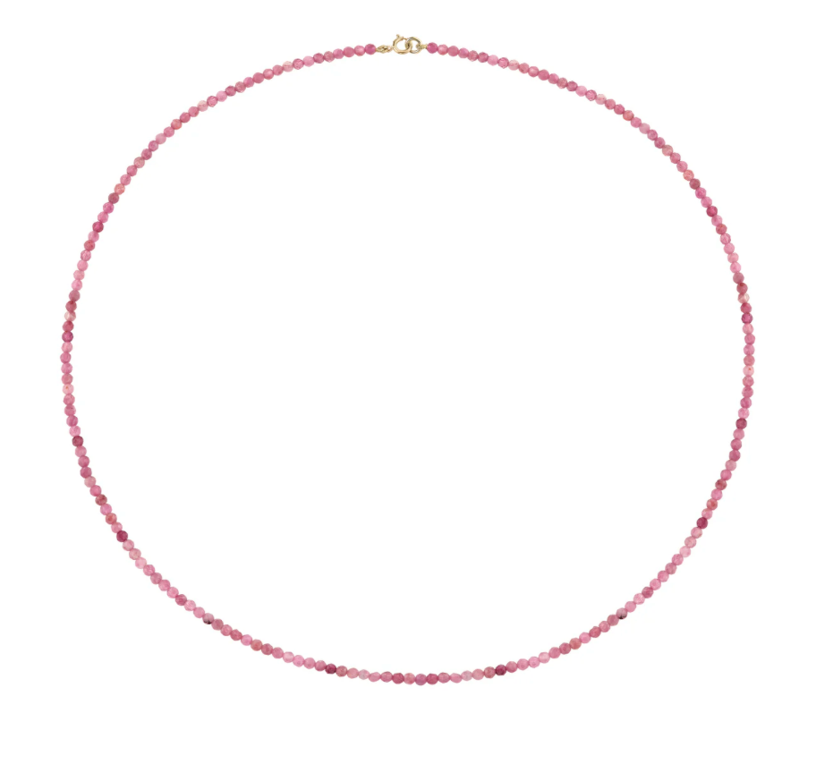 Petite Pink Tourmaline Beaded Necklace 18"