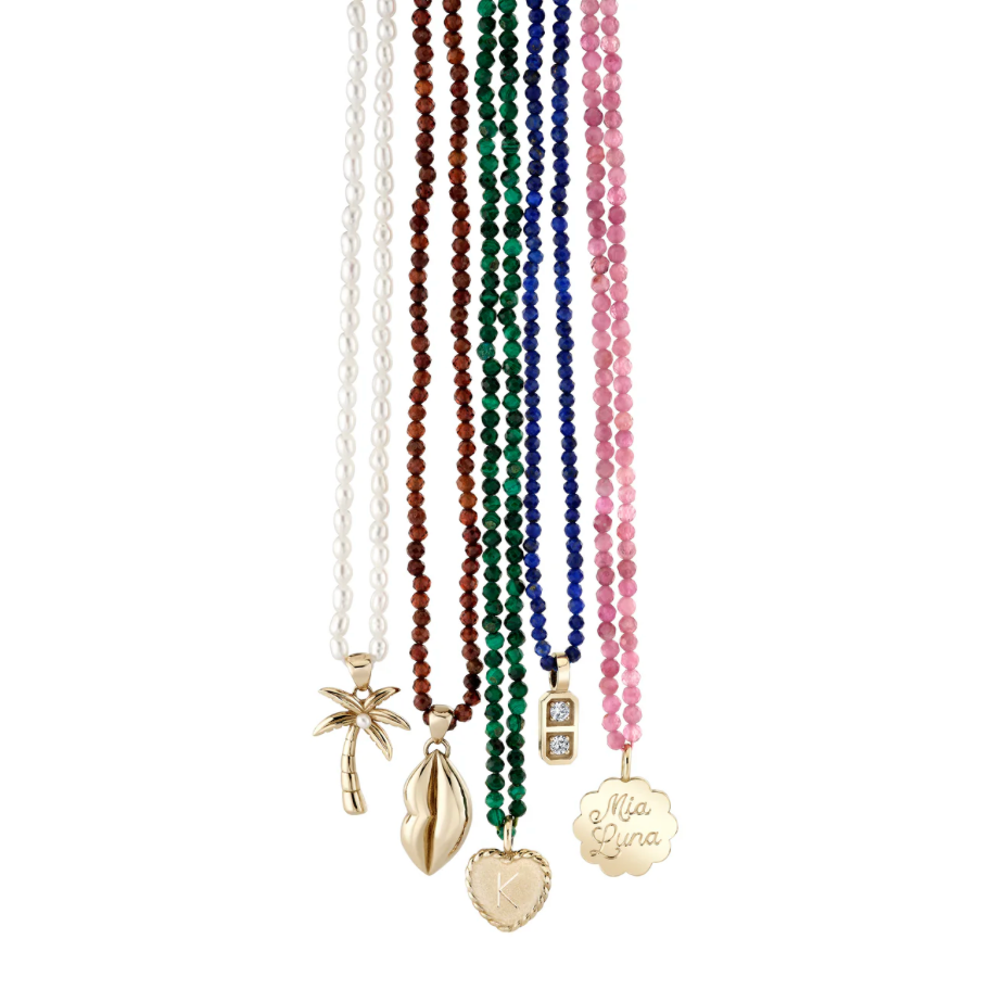 Petite Pink Tourmaline Beaded Necklace 18"