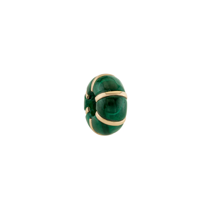 Malachite and Gold Stripe Rondelle Bead